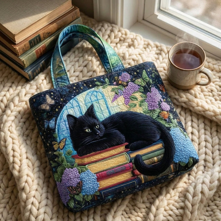 Bolso Artesanal — Gato Negro sobre Libros: combinado