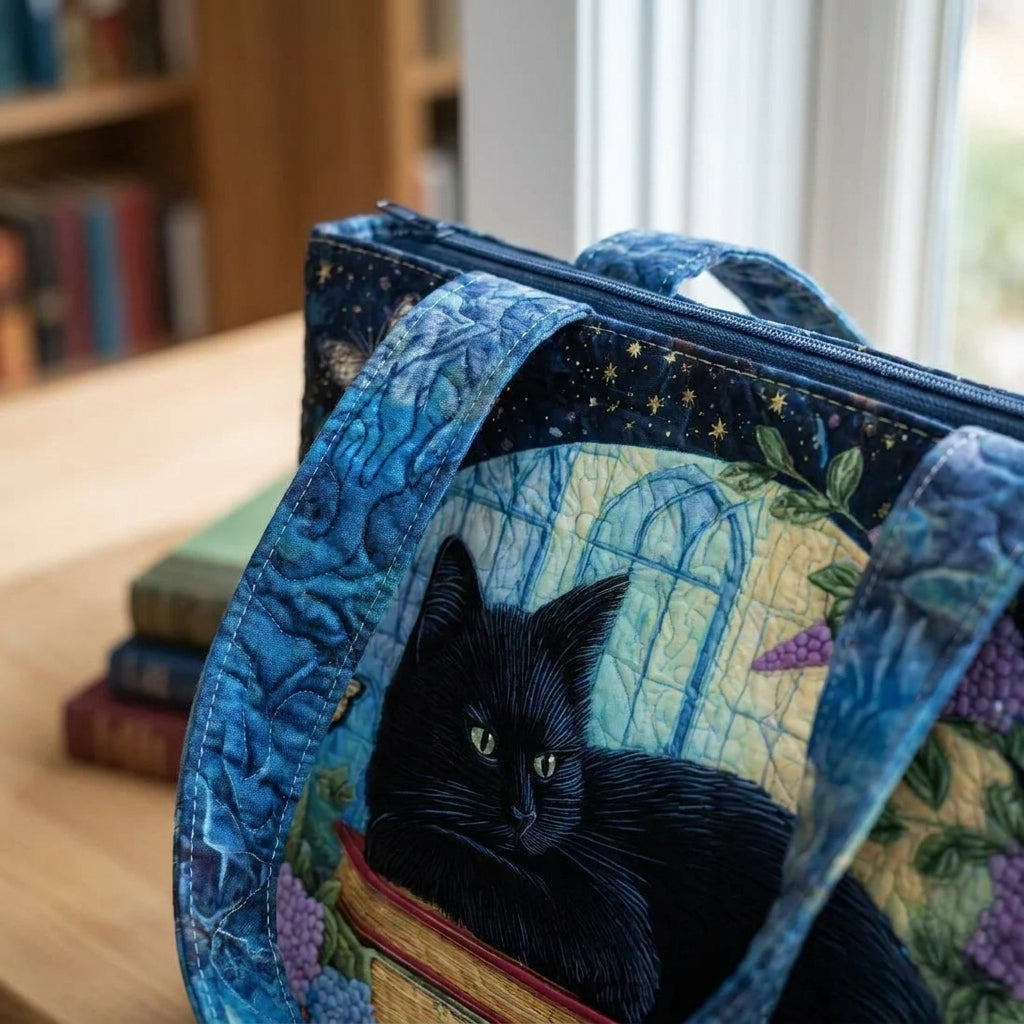 Bolso Artesanal — Gato Negro sobre Libros: detalle