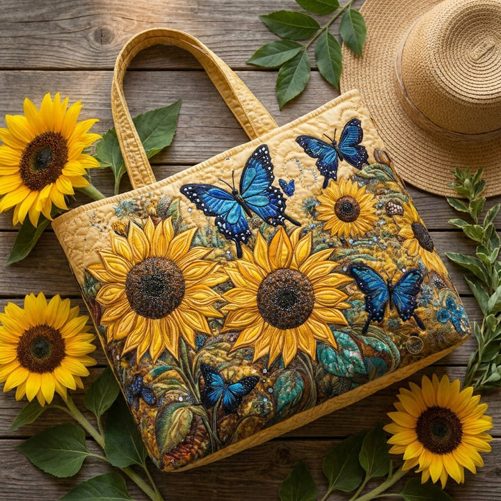 Bolso Artesanal — Girasoles y Mariposas Azules: combinado