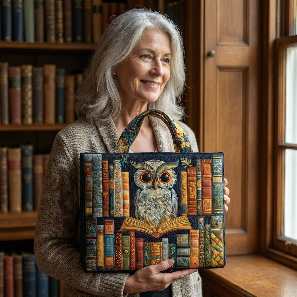 Bolso Tote Artesanal — Búho y Libros Antiguos: en contexto