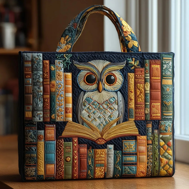 Bolso Tote Artesanal — Búho y Libros Antiguos