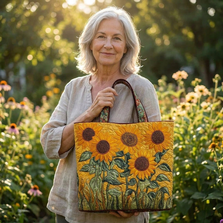 Bolso Acolchado Clásico — Girasoles: en contexto