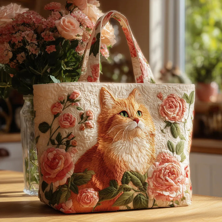 Bolso Artesanal — Gato Naranja con Rosas