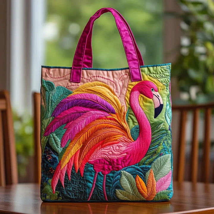 Bolso Tote Acolchado — Flamenco Arcoíris
