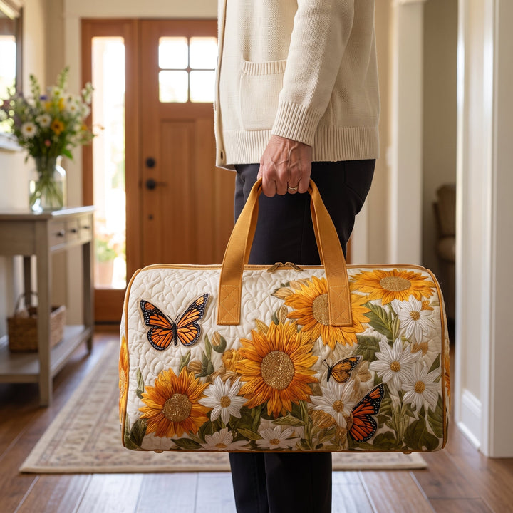 Bolso de Viaje Acolchado — Campos Luminosos: en uso