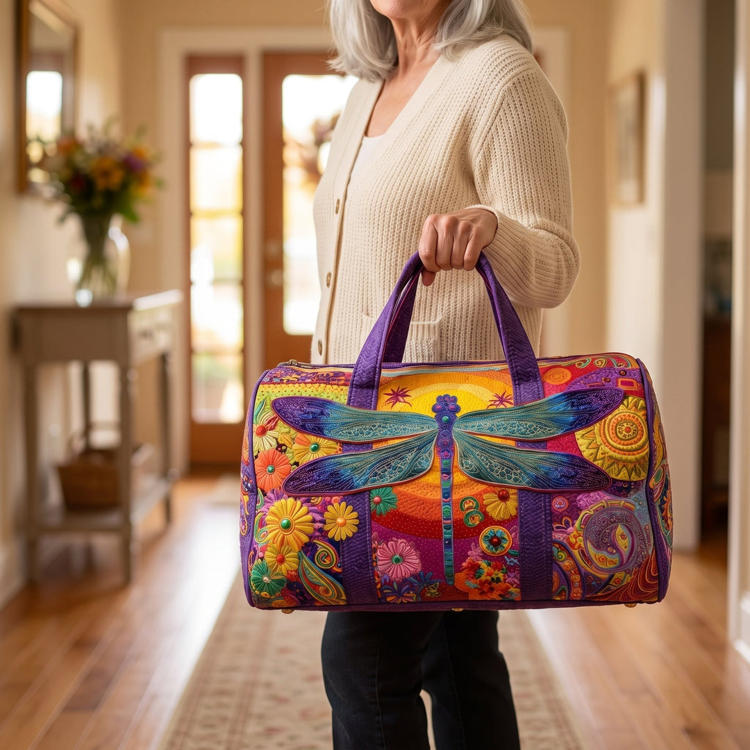 Bolso de Viaje Acolchado — Cielos de Seda: en uso