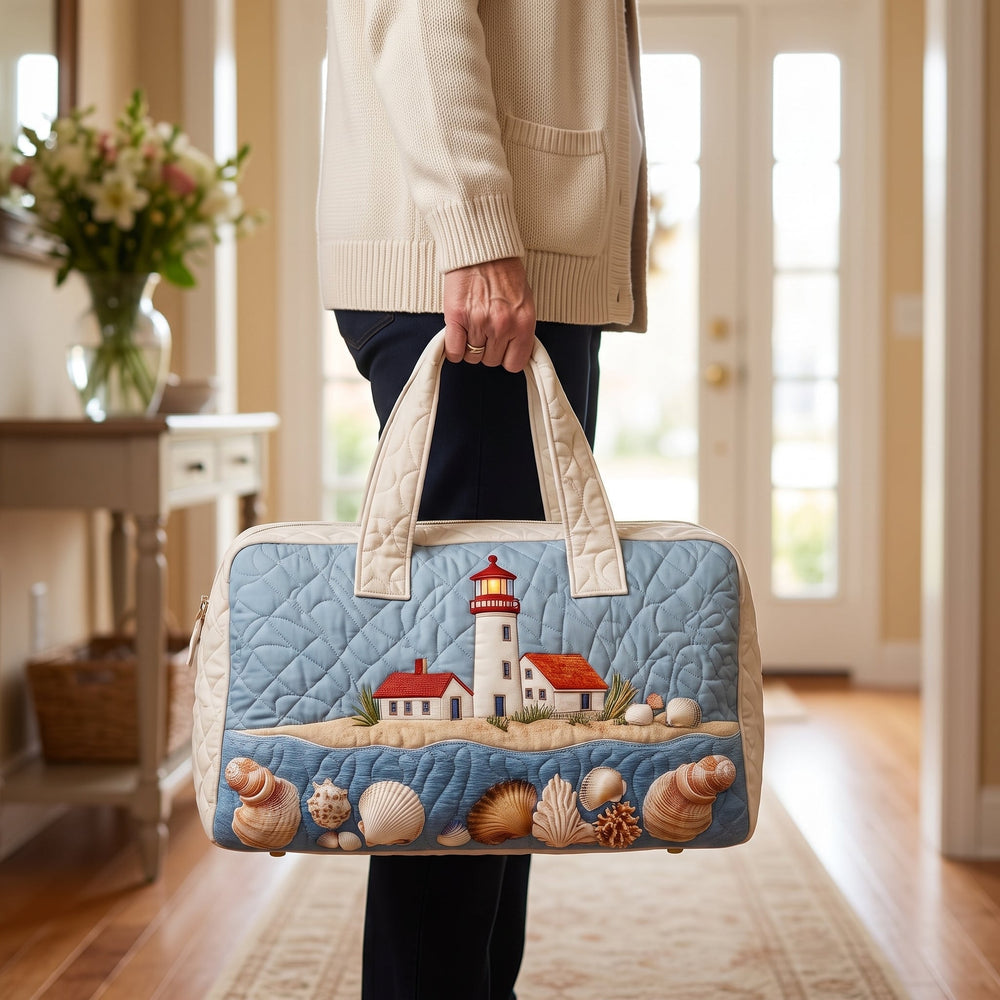 Bolso de Viaje Acolchado — Brillo de la Orilla: en uso