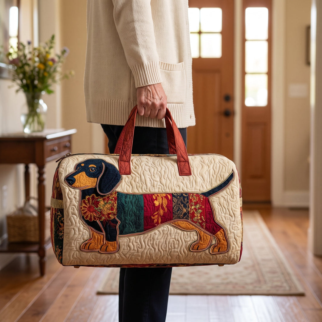 Bolso de Viaje Acolchado — Perrito de Retazos: en uso