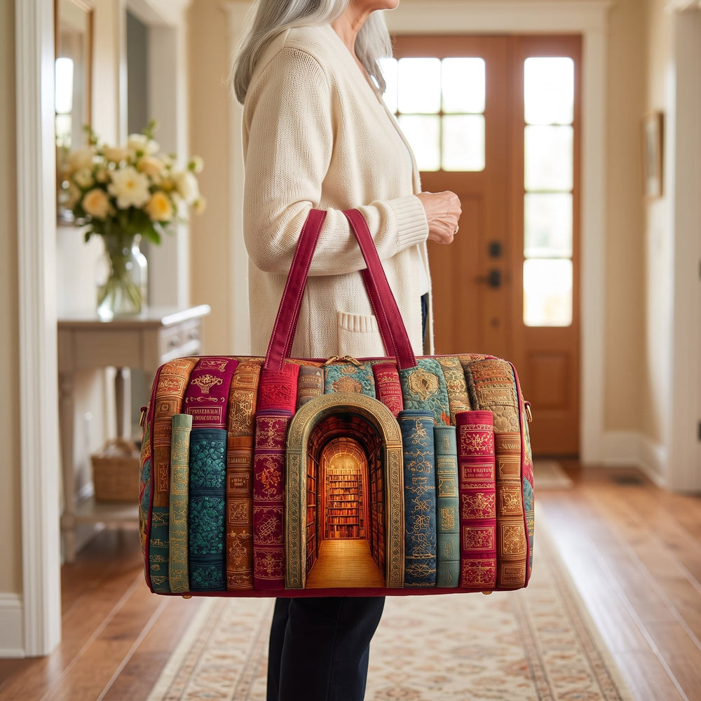 Bolso de Viaje Acolchado — Biblioteca Escondida: en uso