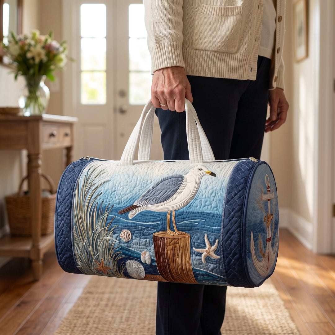 Bolso de Viaje Acolchado — Gaviota Costera: en uso
