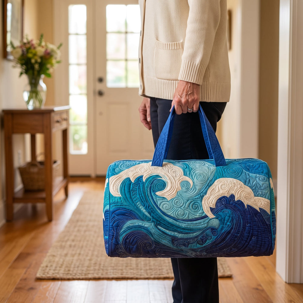 Bolso de Viaje Acolchado — Ola que Sube: en uso