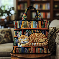 Bolso Tote Acolchado — Gato Amante de los Libros