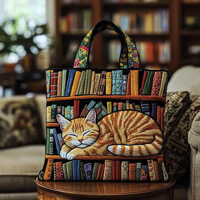 Bolso Tote Acolchado — Gato Amante de los Libros