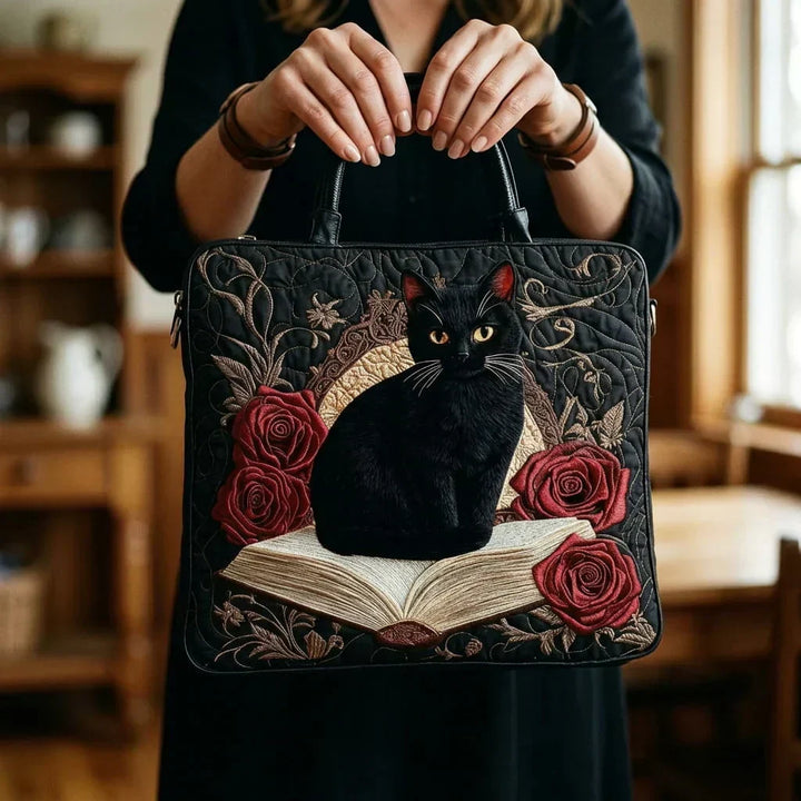Bolso Artesanal Acolchado — Gato Negro sobre Libros