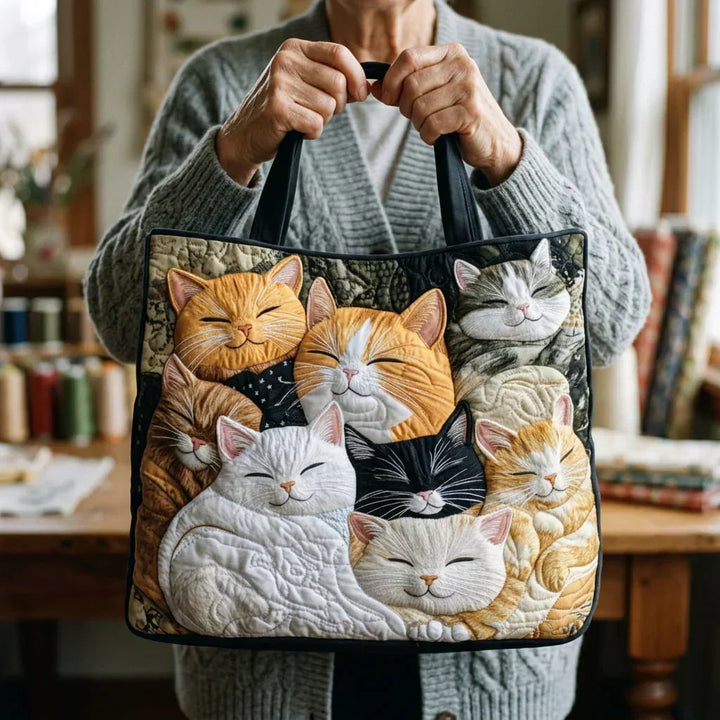 Bolso Artesanal Acolchado — Gatitos Dormidos