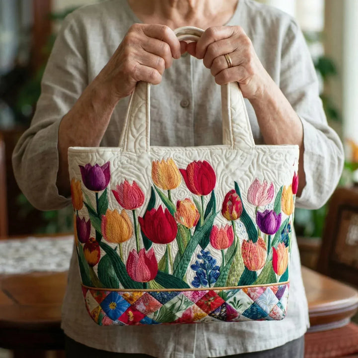 Bolso Tote Acolchado — Jardín de Tulipanes