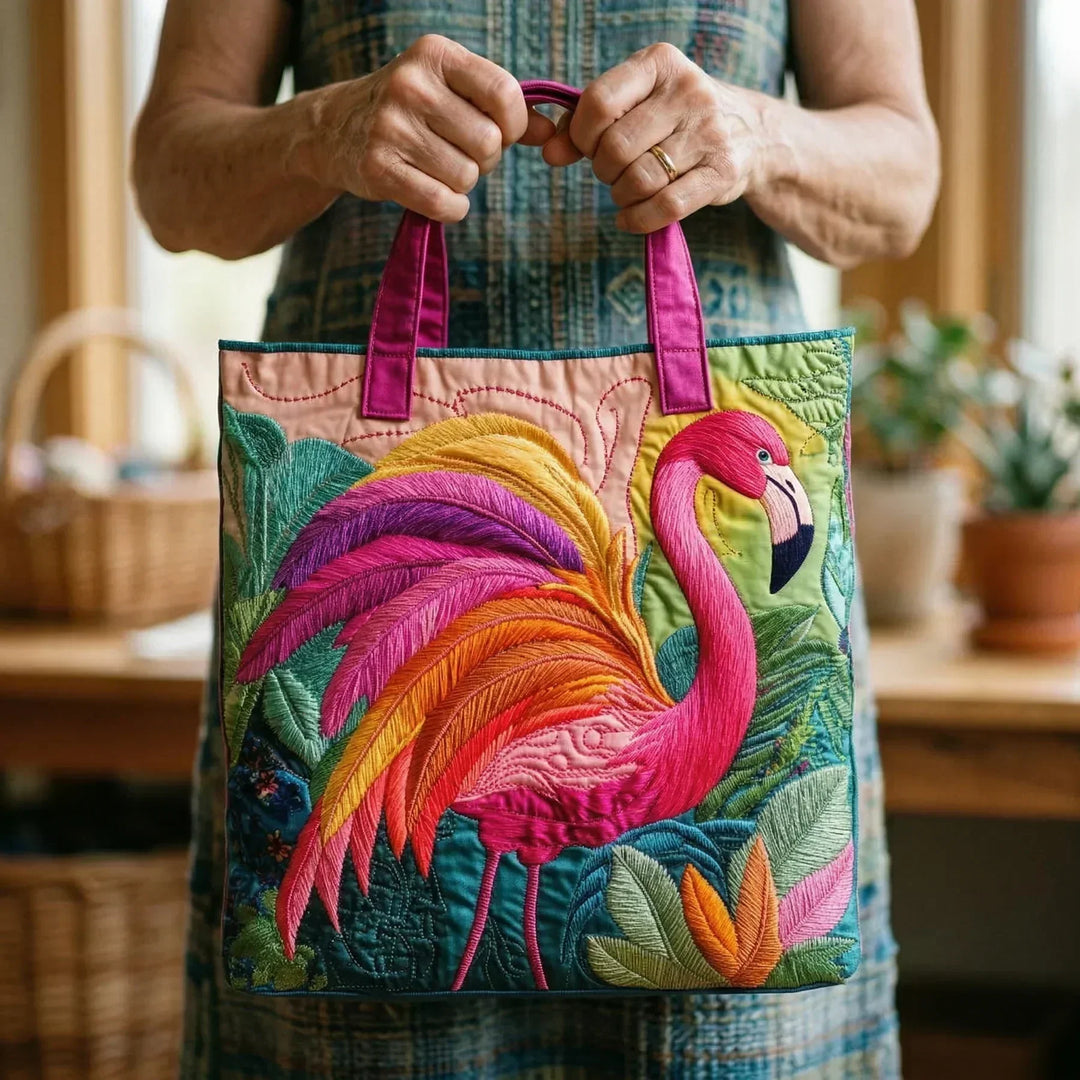 Bolso Tote Acolchado — Flamenco Arcoíris