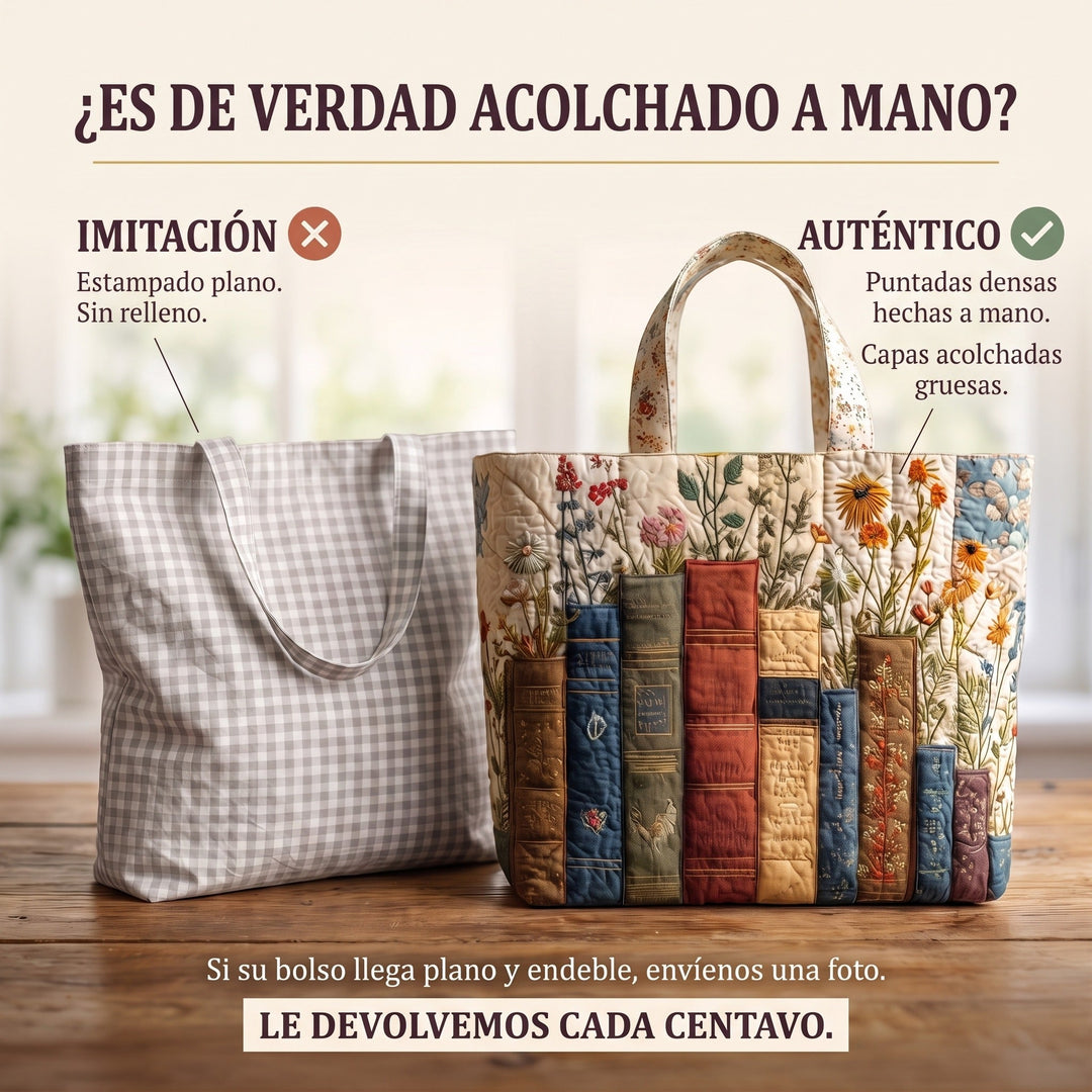 Bolso Artesanal Acolchado — Libros y Flores