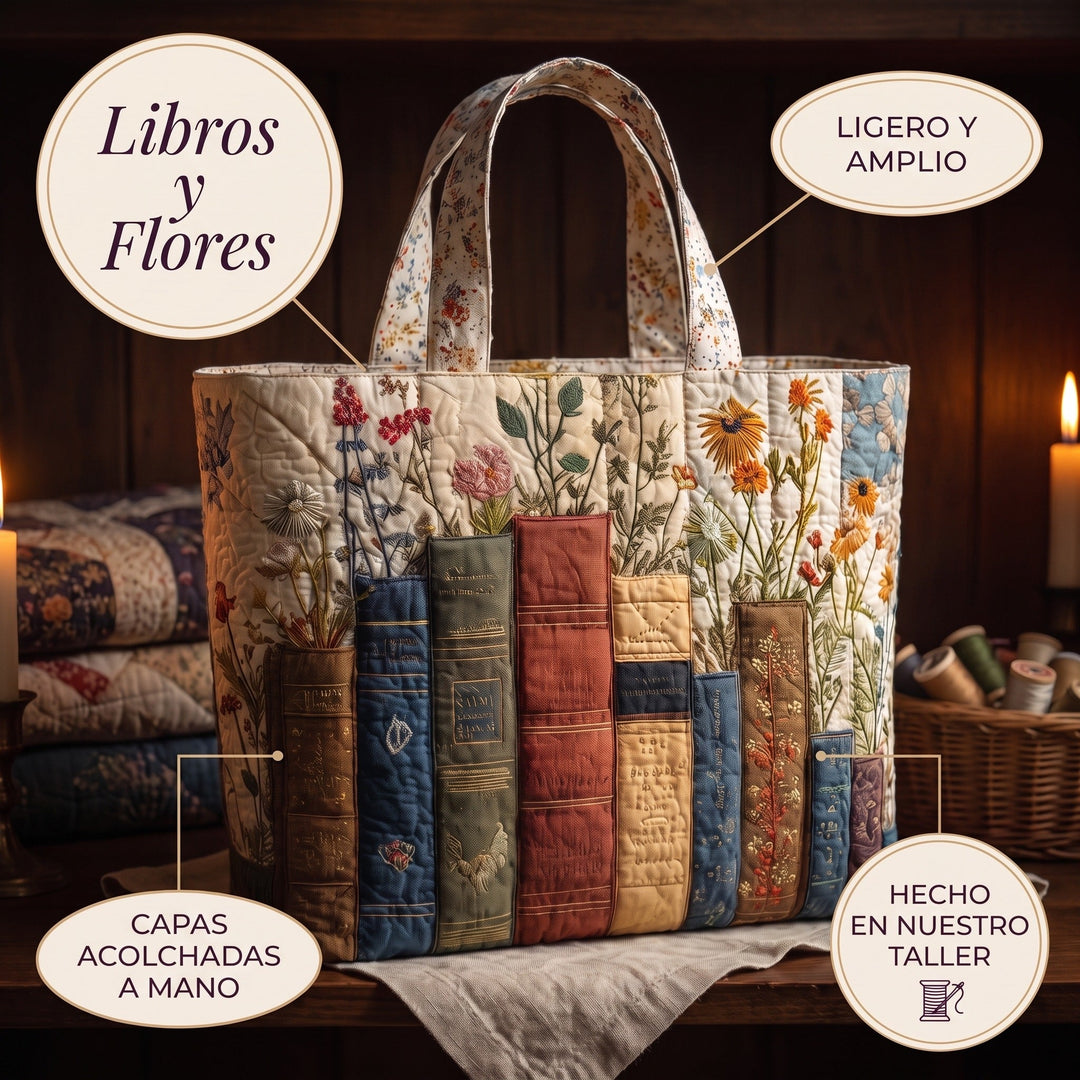 Bolso Artesanal Acolchado — Libros y Flores