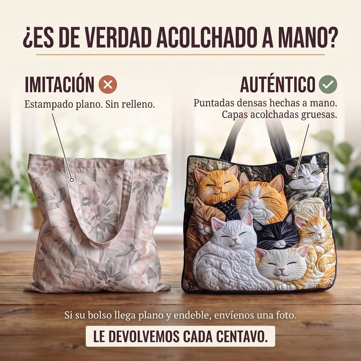 Bolso Artesanal Acolchado — Gatitos Dormidos