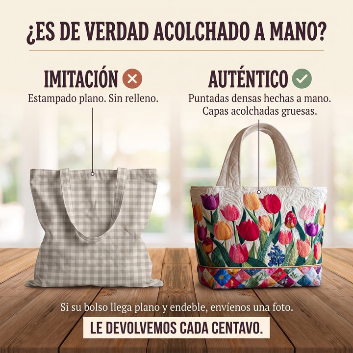Bolso Tote Acolchado — Jardín de Tulipanes