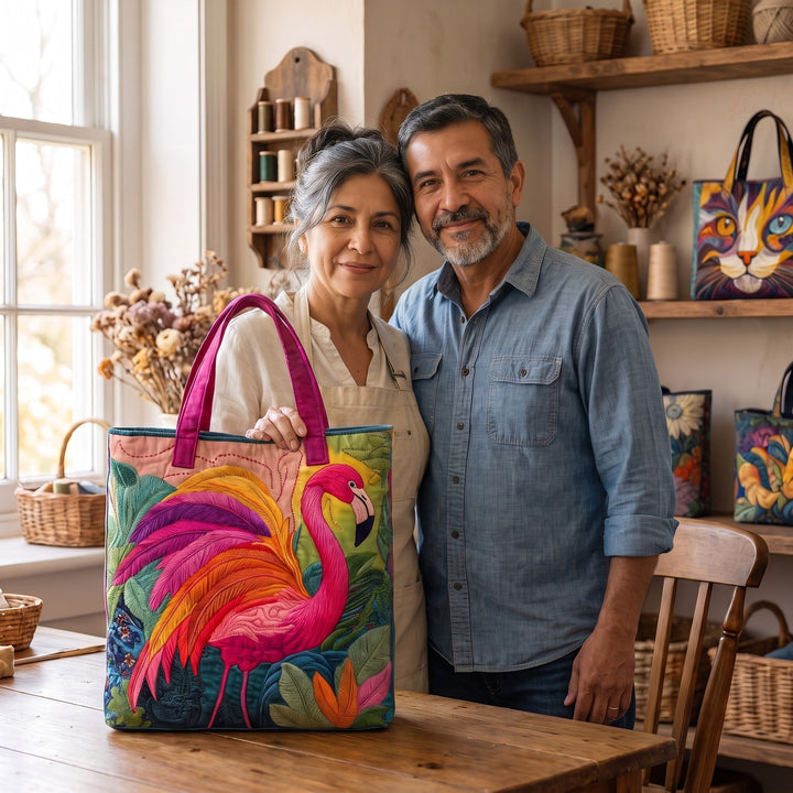 Bolso Tote Acolchado — Flamenco Arcoíris