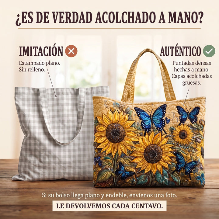 Bolso Artesanal — Girasoles y Mariposas Azules