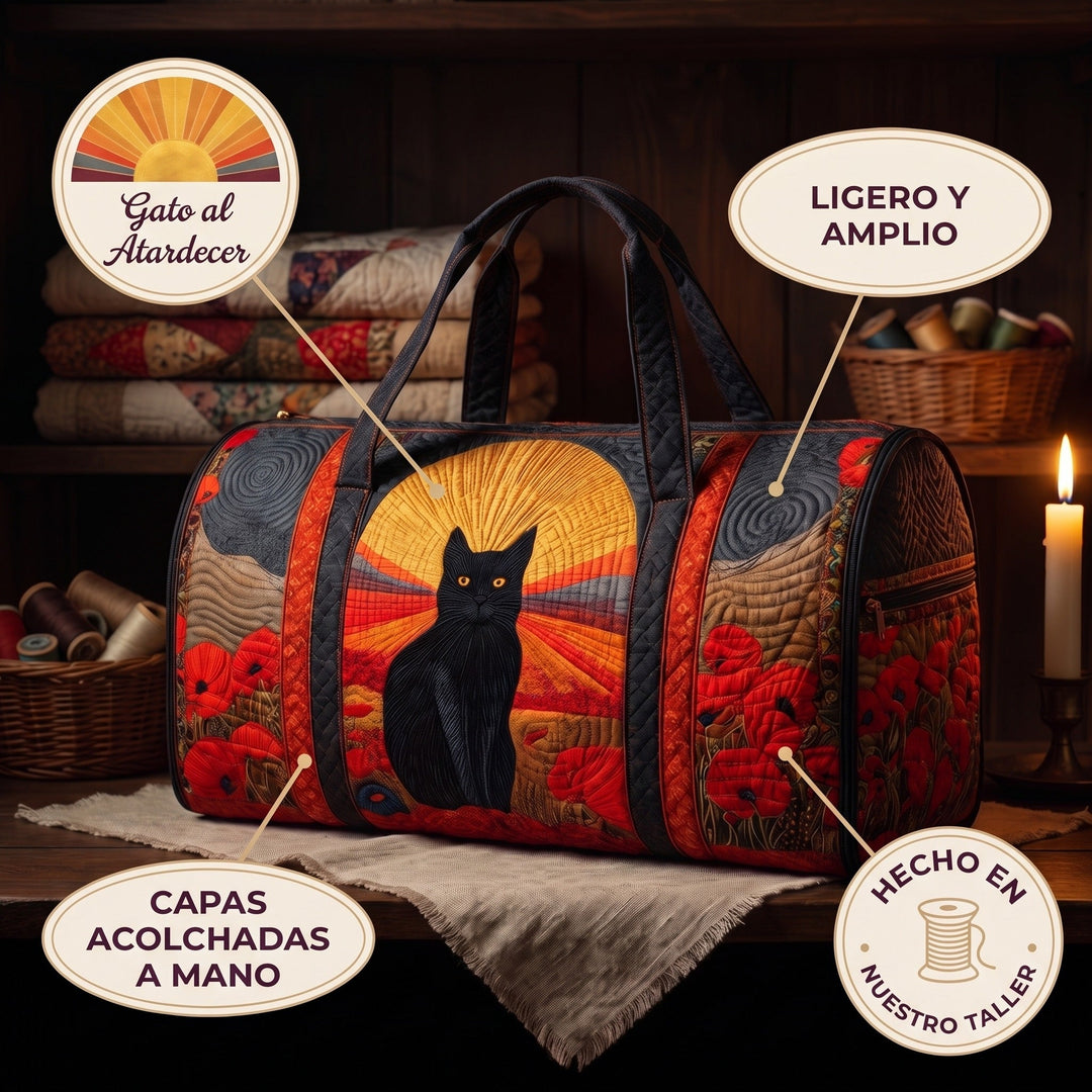 Bolso de Viaje Acolchado — Gato al Atardecer